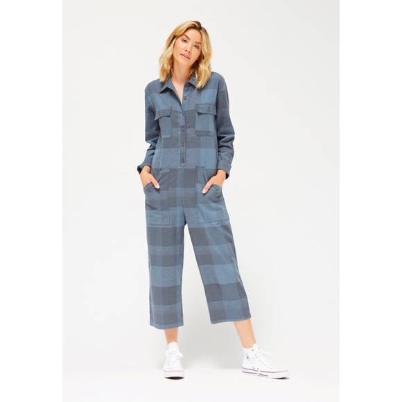 LACAUSA Pants - Lacausa Dali Jumpsuit in Emerald Plaid